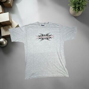 Vintage Jimmy Z Tribal Graphic T-Shirt Gray Y2K Skater Streetwear Mens Large